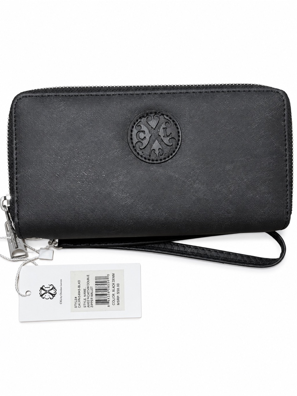 NWT CXL Christian Lacroix Ames Double Zip Wristlet Wallet Black